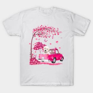 Valentine's Day Love Pickup Truck White Maltipoo T-Shirt